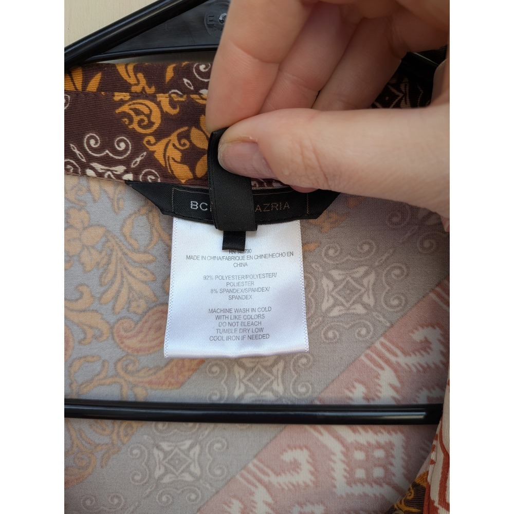 BCBGMAXAZRIA Patchwork Print Long Sleeve Blouse B… - image 4